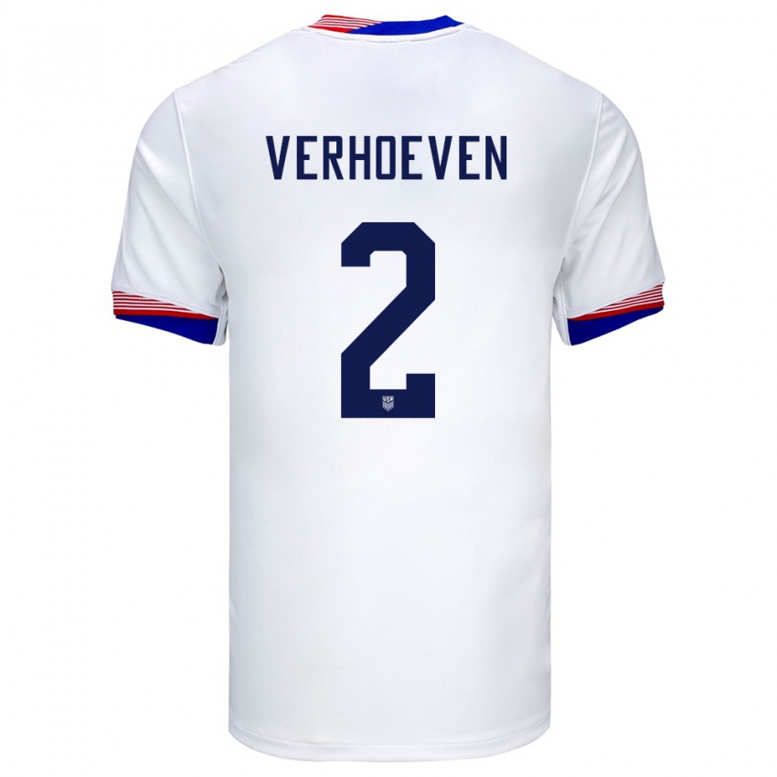 Hombre Camiseta Estados Unidos Oscar Verhoeven #2 Blanco 1ª Equipación 24-26 La Camisa Perú