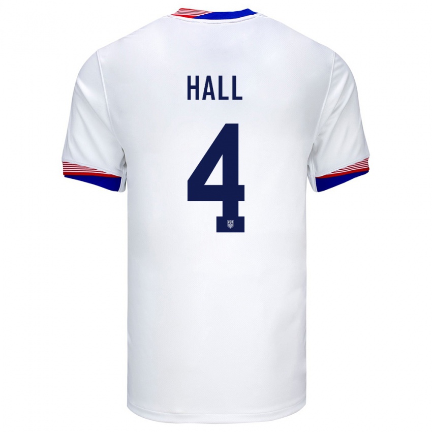Hombre Camiseta Estados Unidos Tyler Hall #4 Blanco 1ª Equipación 24-26 La Camisa Perú