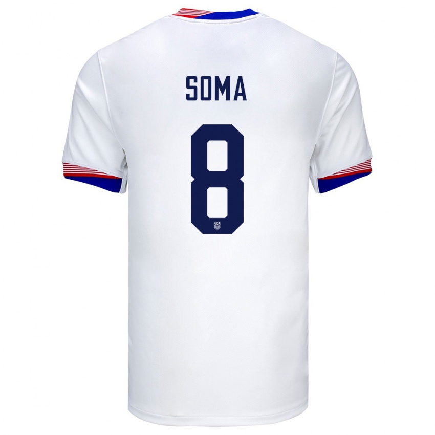 Hombre Camiseta Estados Unidos Pedro Soma #8 Blanco 1ª Equipación 24-26 La Camisa Perú