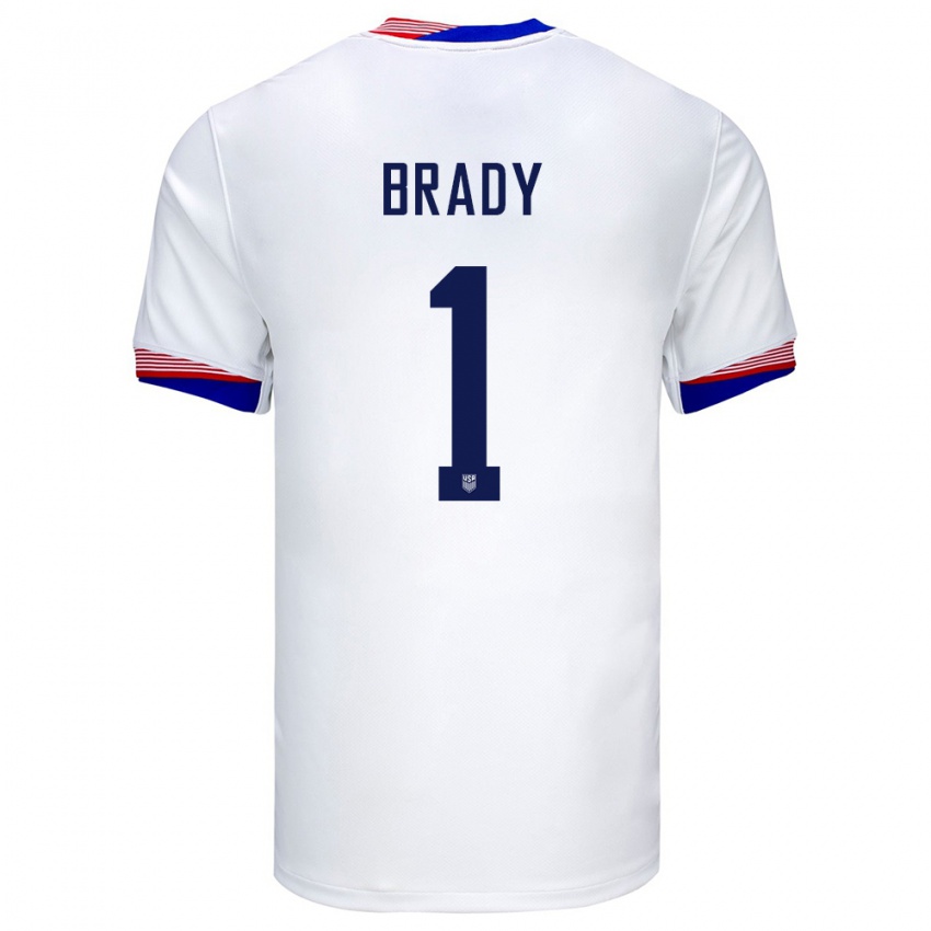 Hombre Camiseta Estados Unidos Chris Brady #1 Blanco 1ª Equipación 24-26 La Camisa Perú