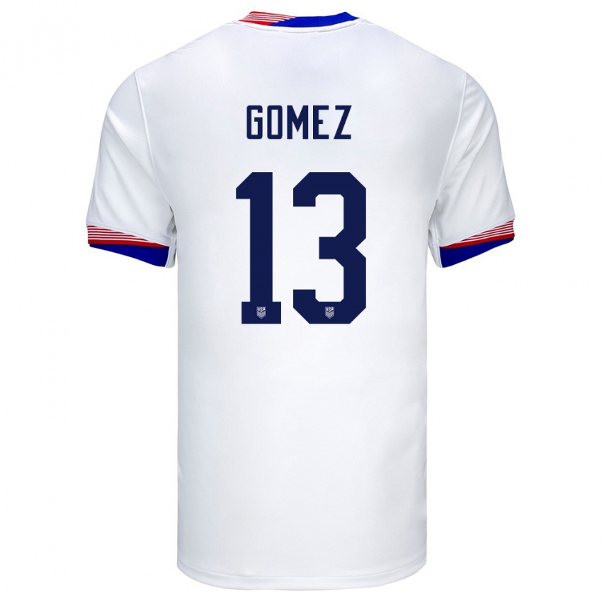 Hombre Camiseta Estados Unidos Jonathan Gomez #13 Blanco 1ª Equipación 24-26 La Camisa Perú