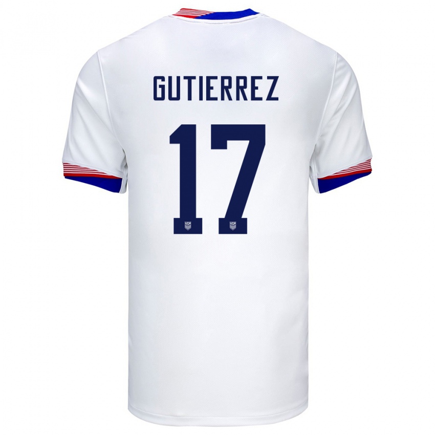 Hombre Camiseta Estados Unidos Brian Gutierrez #17 Blanco 1ª Equipación 24-26 La Camisa Perú