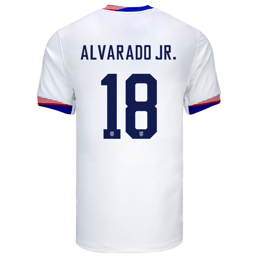 Hombre Camiseta Estados Unidos Alejandro Alvarado Jr #18 Blanco 1ª Equipación 24-26 La Camisa Perú