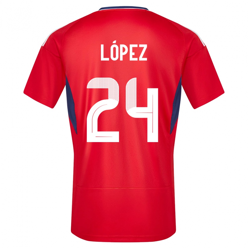 Hombre Camiseta Costa Rica Douglas Lopez #24 Rojo 1ª Equipación 24-26 La Camisa Perú