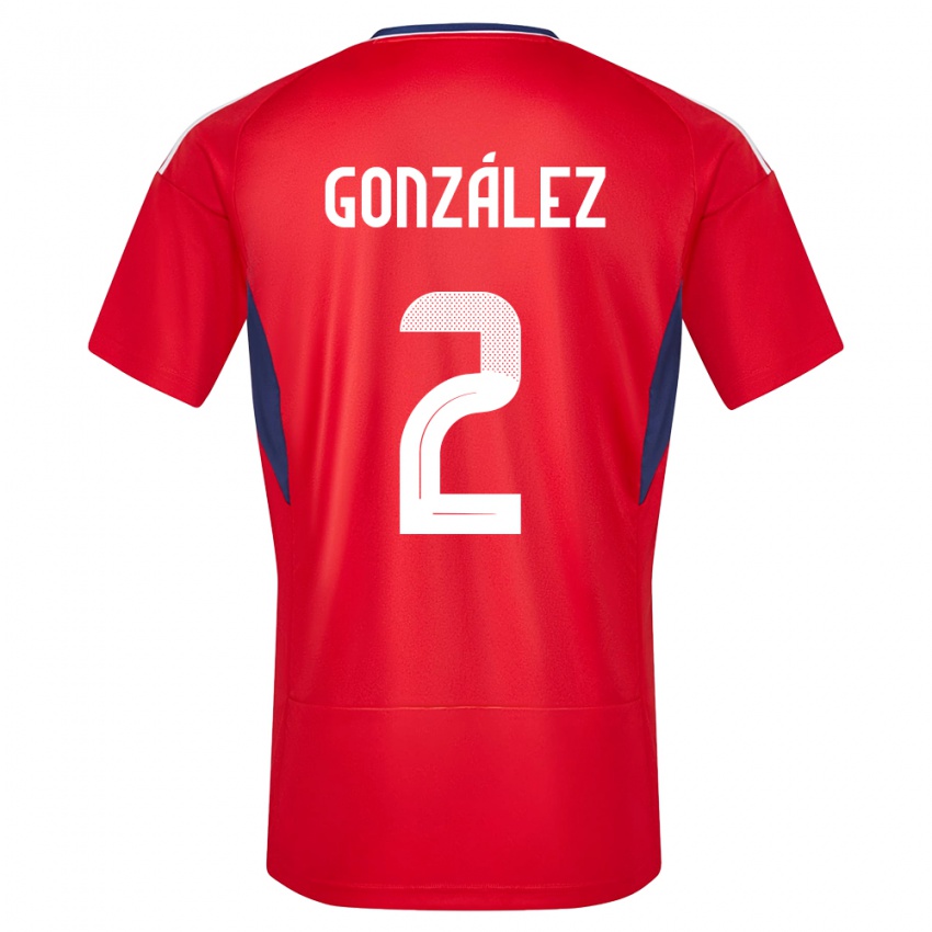 Hombre Camiseta Costa Rica Julian Gonzalez #2 Rojo 1ª Equipación 24-26 La Camisa Perú