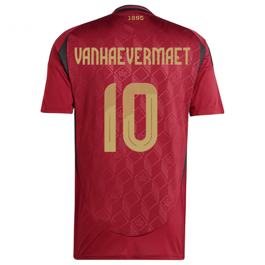 Hombre Camiseta Bélgica Justine Vanhaevermaet #10 Borgoña 1ª Equipación 24-26 La Camisa Perú