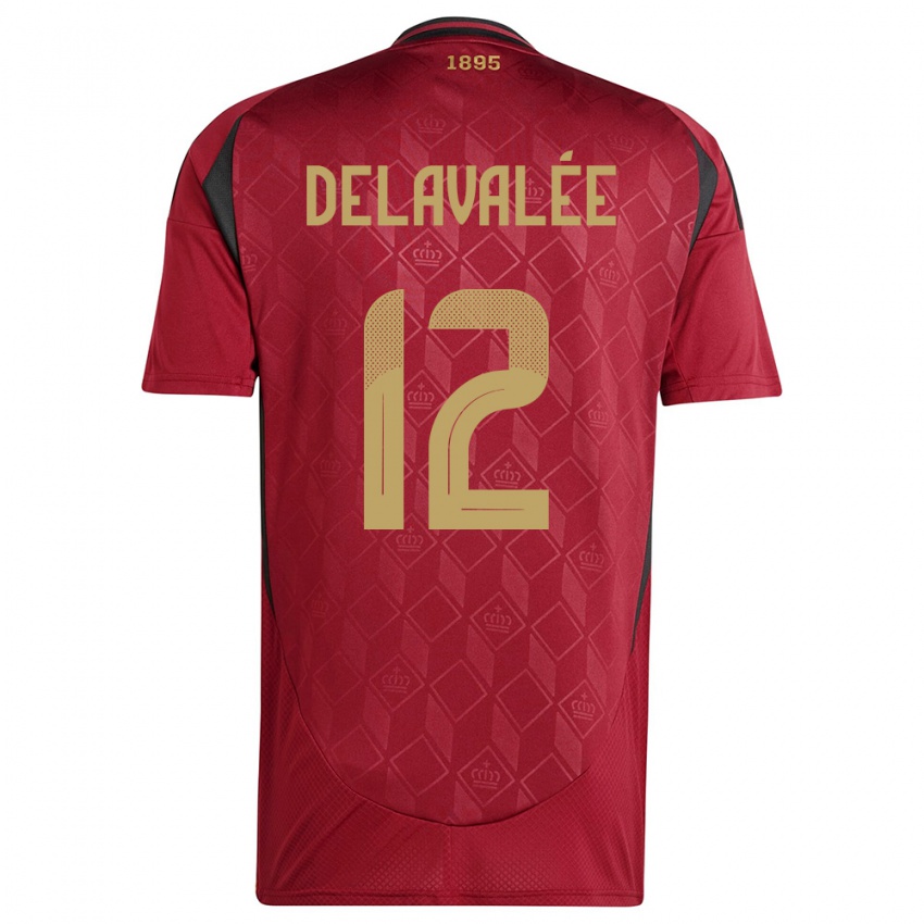 Hombre Camiseta Bélgica Martin Delavalee #12 Borgoña 1ª Equipación 24-26 La Camisa Perú