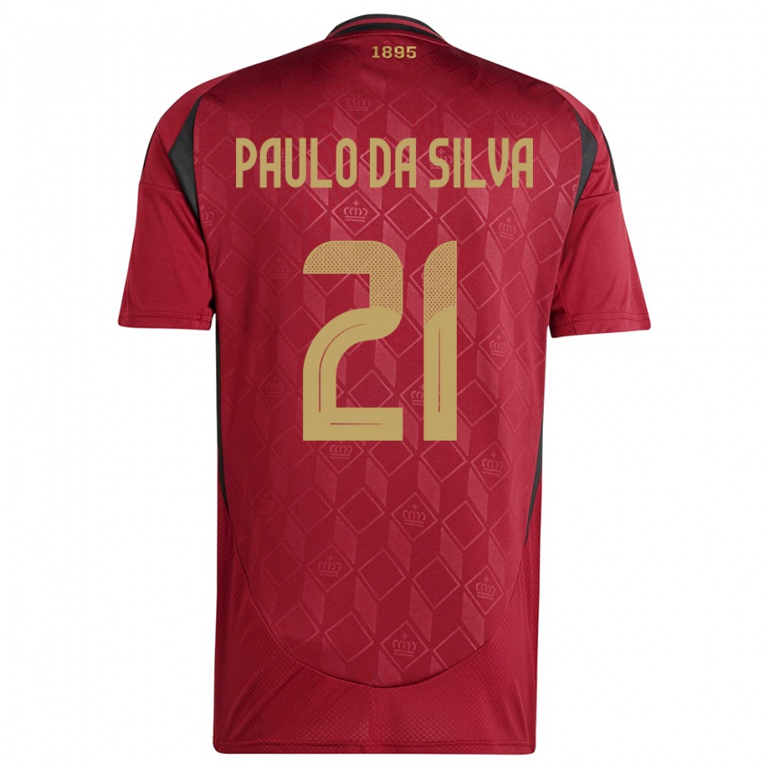 Hombre Camiseta Bélgica Thiago Paulo Da Silva #21 Borgoña 1ª Equipación 24-26 La Camisa Perú