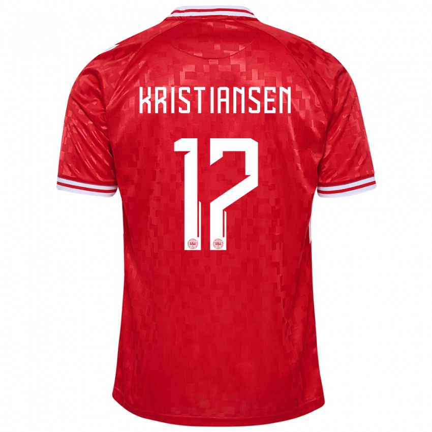 Hombre Camiseta Dinamarca Victor Kristiansen #17 Rojo 1ª Equipación 24-26 La Camisa Perú
