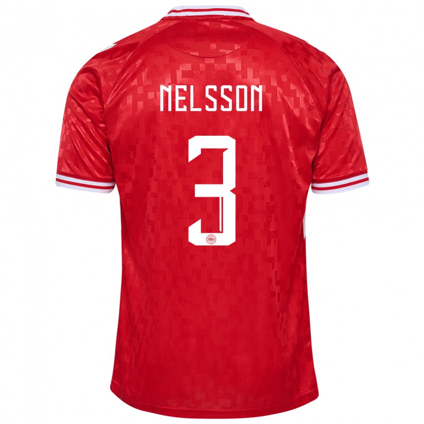 Hombre Camiseta Dinamarca Victor Nelsson #3 Rojo 1ª Equipación 24-26 La Camisa Perú