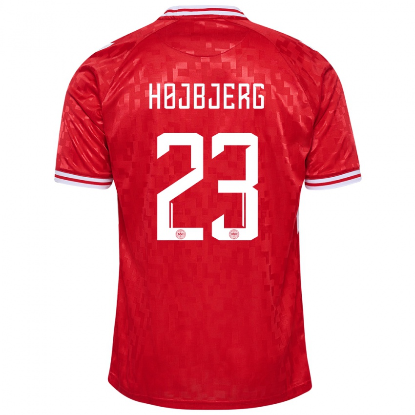 Hombre Camiseta Dinamarca Pierre Emile Hojbjerg #23 Rojo 1ª Equipación 24-26 La Camisa Perú