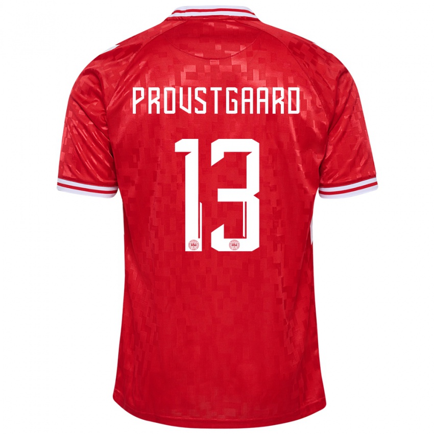 Hombre Camiseta Dinamarca Oliver Provstgaard #13 Rojo 1ª Equipación 24-26 La Camisa Perú