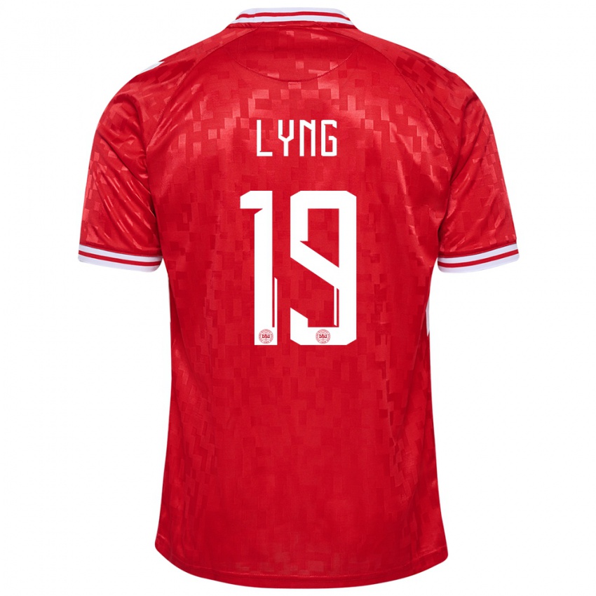 Hombre Camiseta Dinamarca Alexander Lyng #19 Rojo 1ª Equipación 24-26 La Camisa Perú