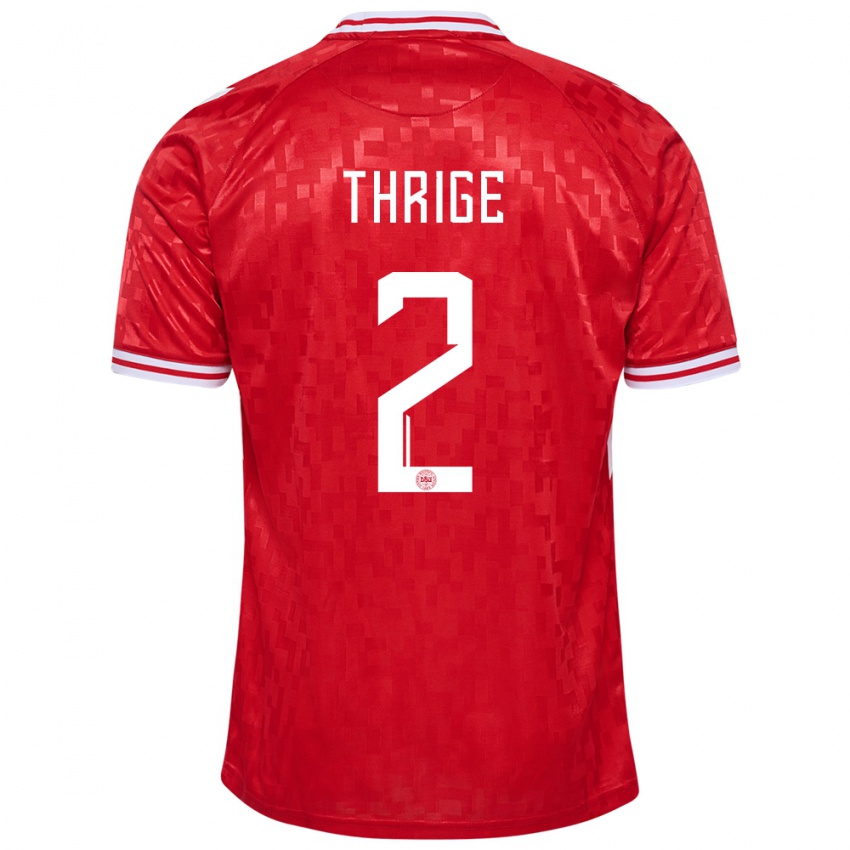 Hombre Camiseta Dinamarca Sara Thrige #2 Rojo 1ª Equipación 24-26 La Camisa Perú