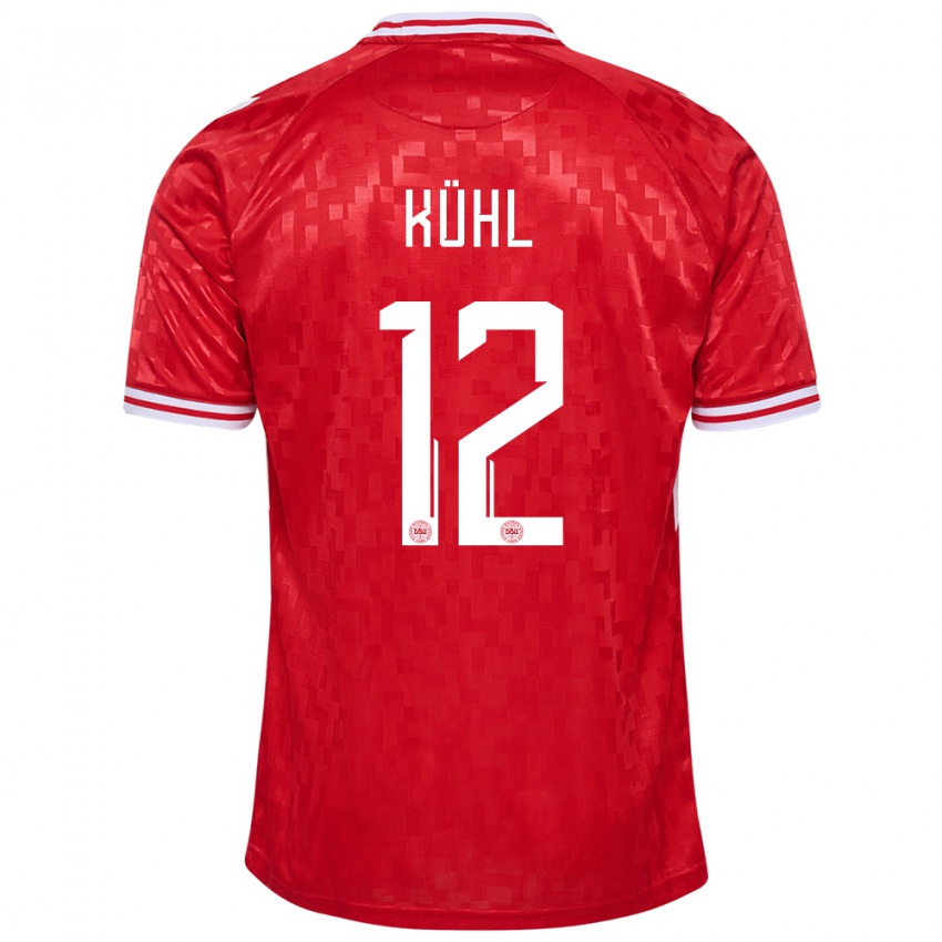 Hombre Camiseta Dinamarca Kathrine Kuhl #12 Rojo 1ª Equipación 24-26 La Camisa Perú