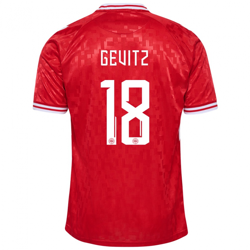 Hombre Camiseta Dinamarca Luna Gevitz #18 Rojo 1ª Equipación 24-26 La Camisa Perú