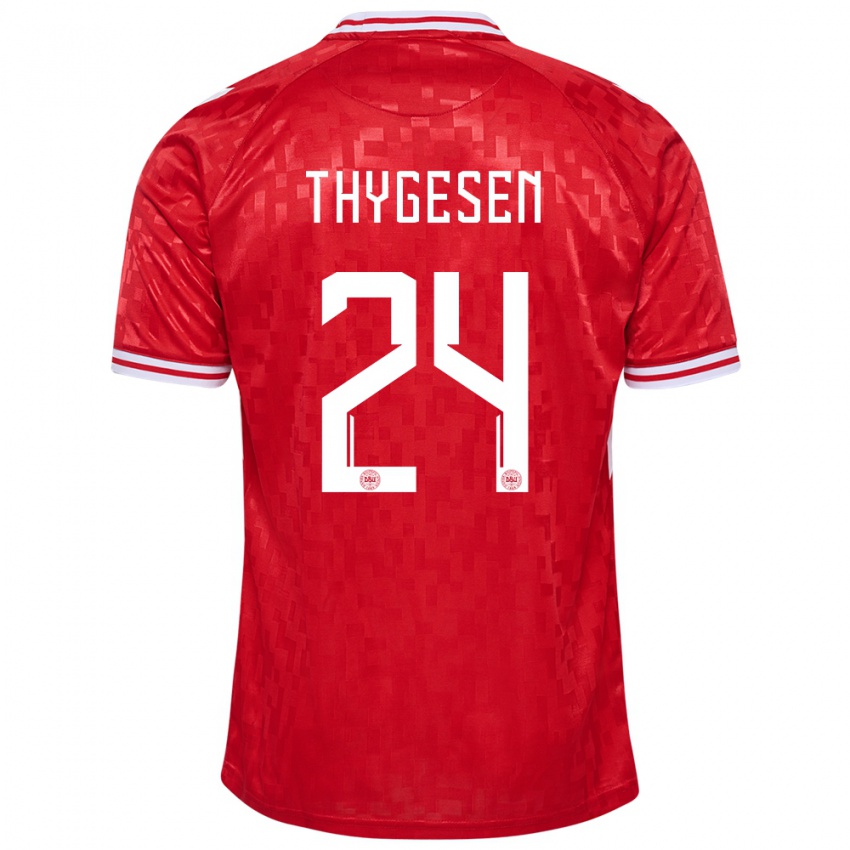 Hombre Camiseta Dinamarca Sarah Thygesen #24 Rojo 1ª Equipación 24-26 La Camisa Perú