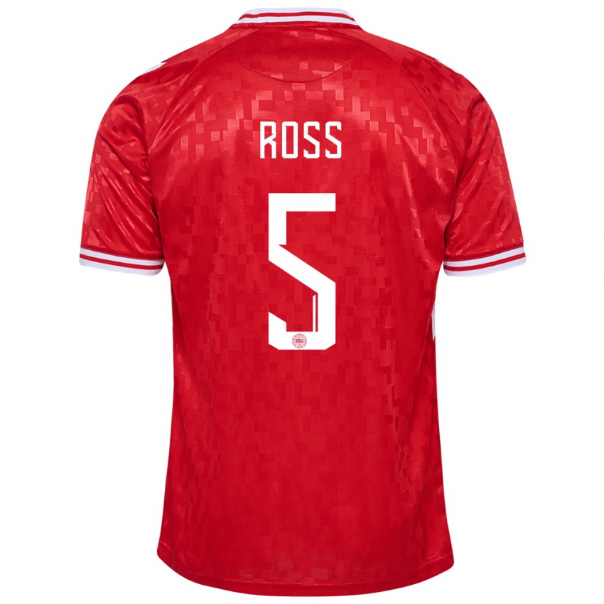 Hombre Camiseta Dinamarca Mathias Ross #5 Rojo 1ª Equipación 24-26 La Camisa Perú