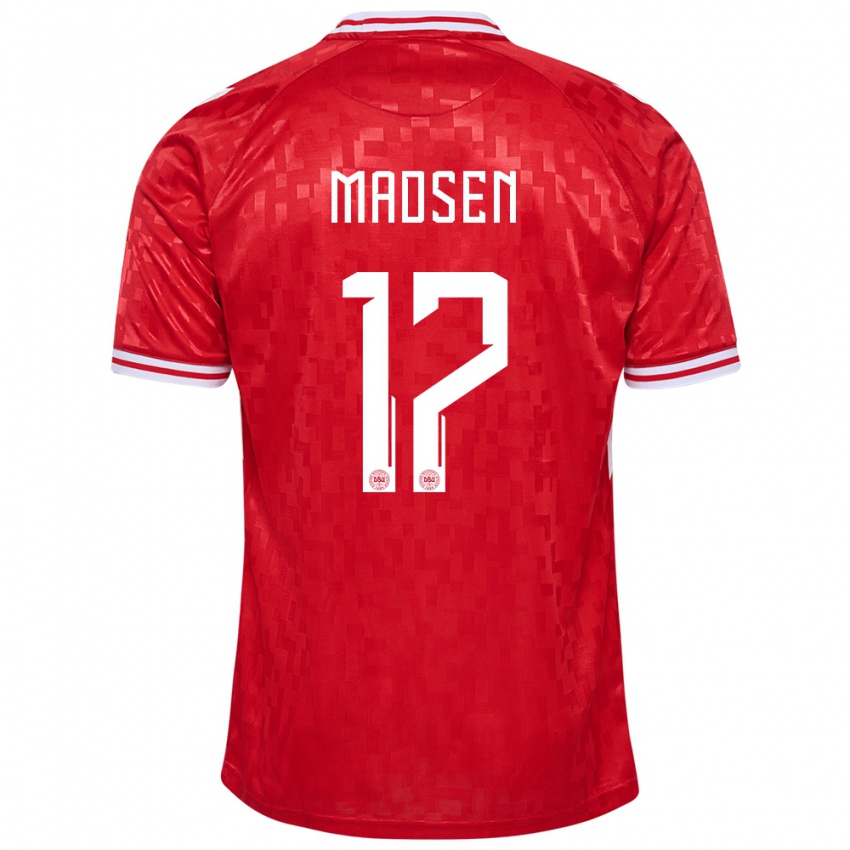 Hombre Camiseta Dinamarca Nicolas Madsen #17 Rojo 1ª Equipación 24-26 La Camisa Perú