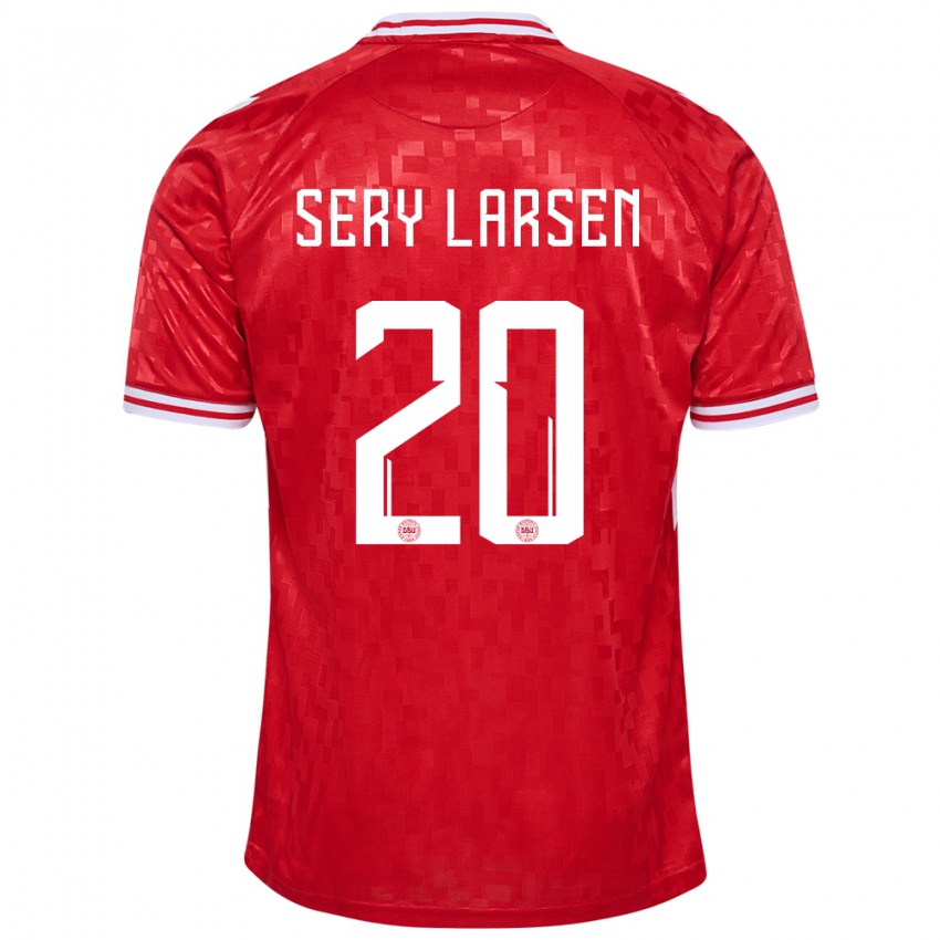 Hombre Camiseta Dinamarca Japhet Sery Larsen #20 Rojo 1ª Equipación 24-26 La Camisa Perú