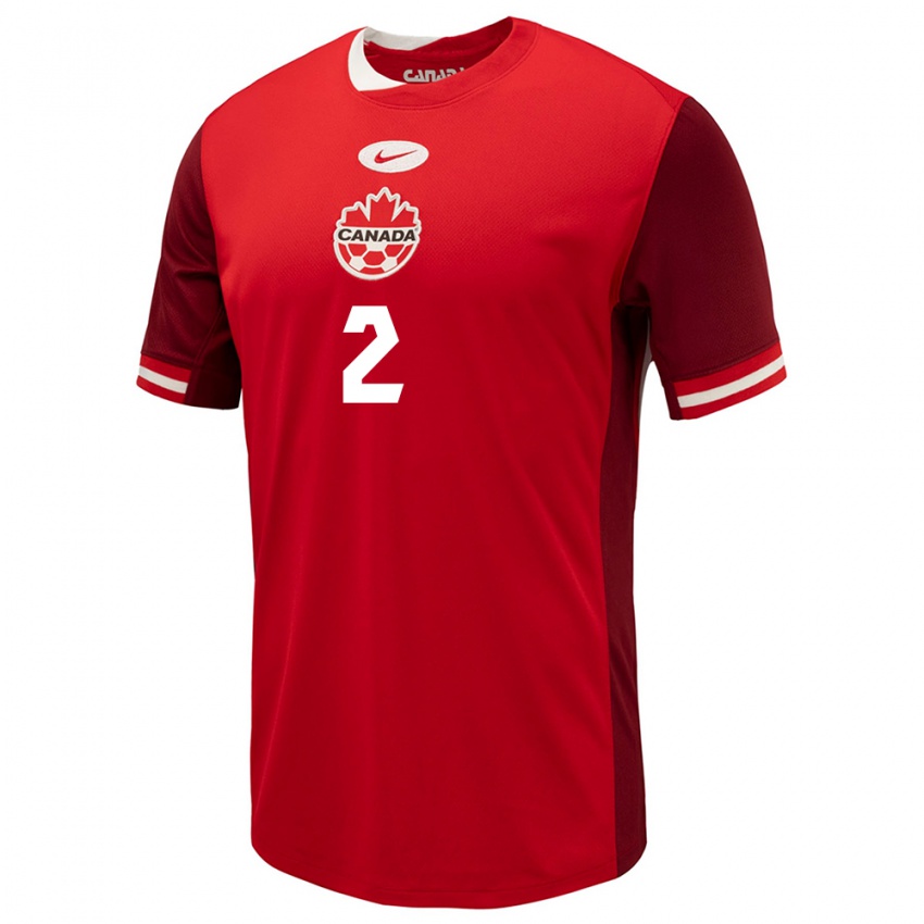 Hombre Camiseta Canadá Noah Abatneh #2 Rojo 1ª Equipación 24-26 La Camisa Perú