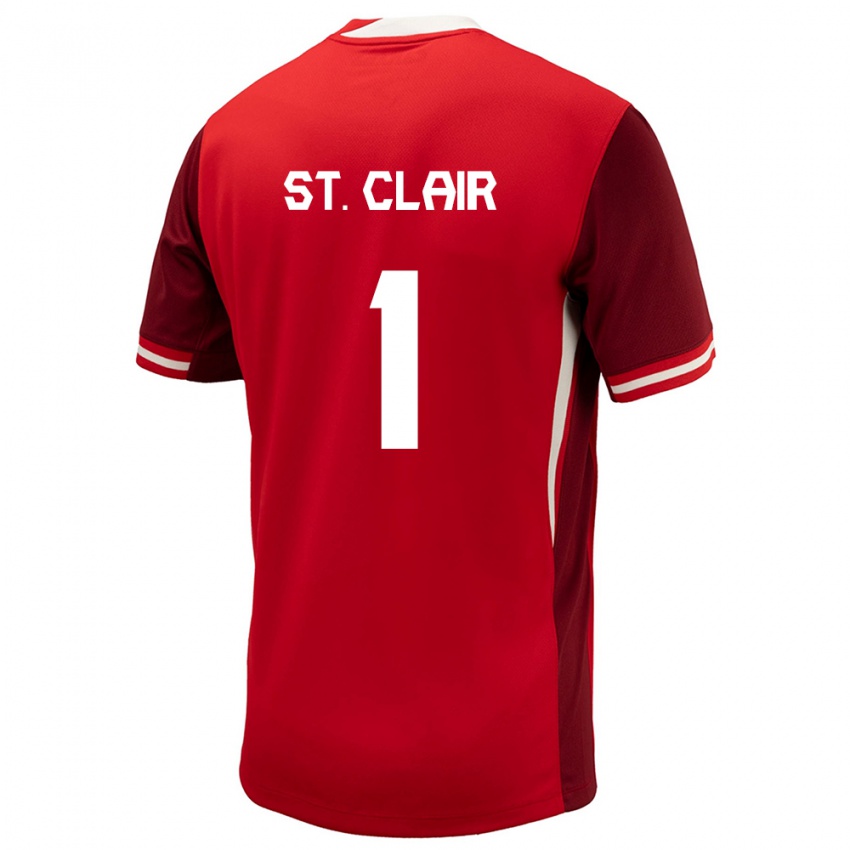 Hombre Camiseta Canadá Dayne St Clair #1 Rojo 1ª Equipación 24-26 La Camisa Perú