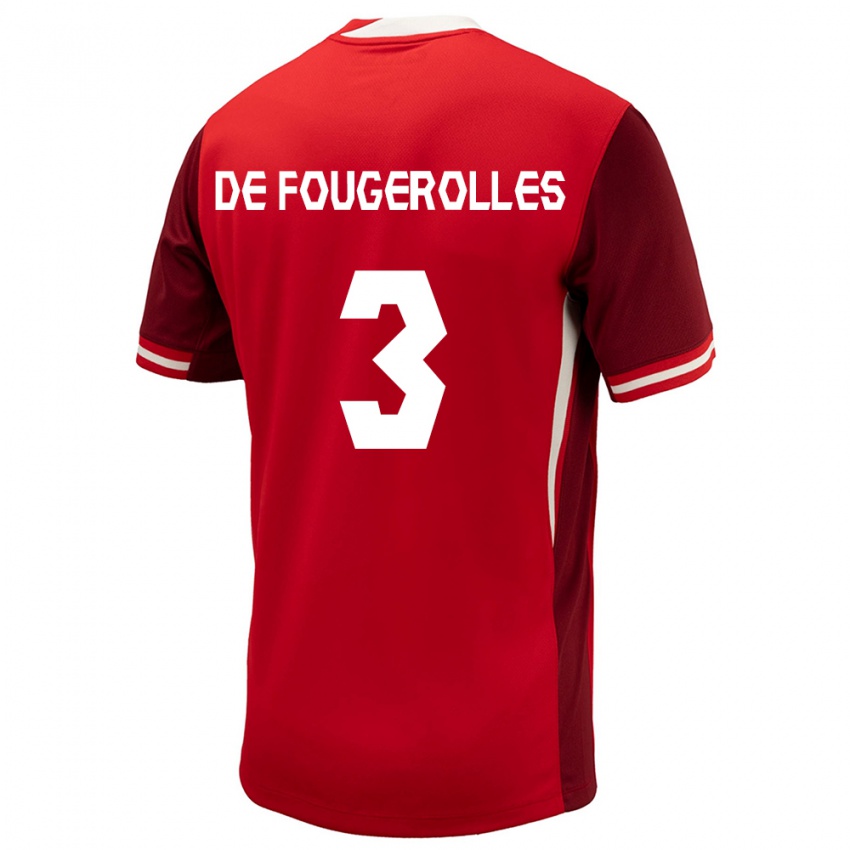 Hombre Camiseta Canadá Luc De Fougerolles #3 Rojo 1ª Equipación 24-26 La Camisa Perú