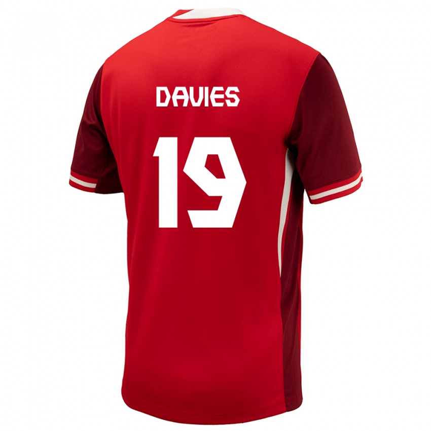 Hombre Camiseta Canadá Alphonso Davies #19 Rojo 1ª Equipación 24-26 La Camisa Perú