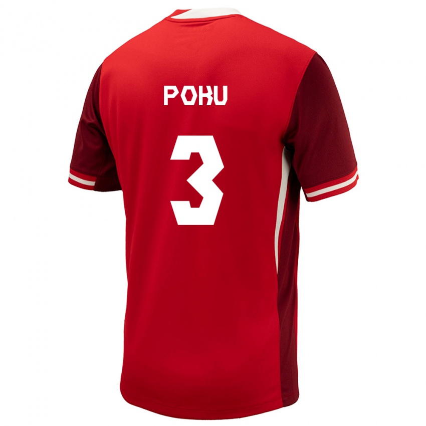 Hombre Camiseta Canadá Kwasi Poku #3 Rojo 1ª Equipación 24-26 La Camisa Perú