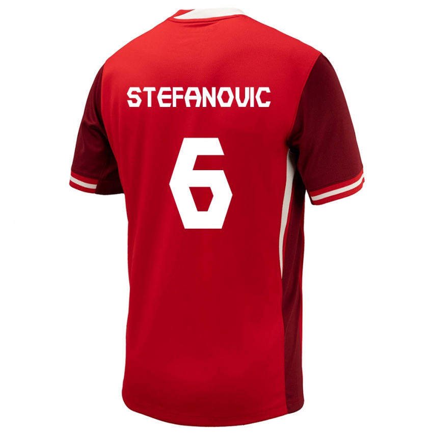 Hombre Camiseta Canadá Lazar Stefanovic #6 Rojo 1ª Equipación 24-26 La Camisa Perú