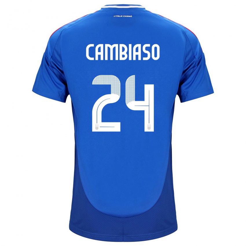 Hombre Camiseta Italia Andrea Cambiaso #24 Azul 1ª Equipación 24-26 La Camisa Perú