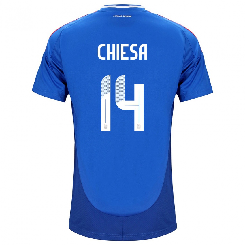 Hombre Camiseta Italia Federico Chiesa #14 Azul 1ª Equipación 24-26 La Camisa Perú