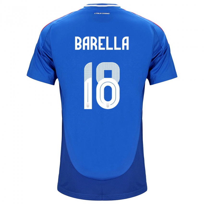 Hombre Camiseta Italia Nicolò Barella #18 Azul 1ª Equipación 24-26 La Camisa Perú