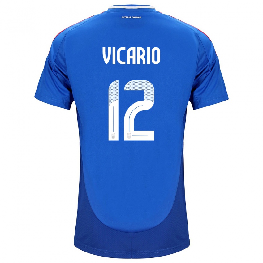 Hombre Camiseta Italia Guglielmo Vicario #12 Azul 1ª Equipación 24-26 La Camisa Perú