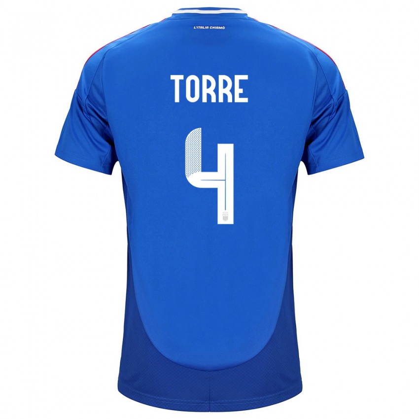 Hombre Camiseta Italia Pietro La Torre #4 Azul 1ª Equipación 24-26 La Camisa Perú