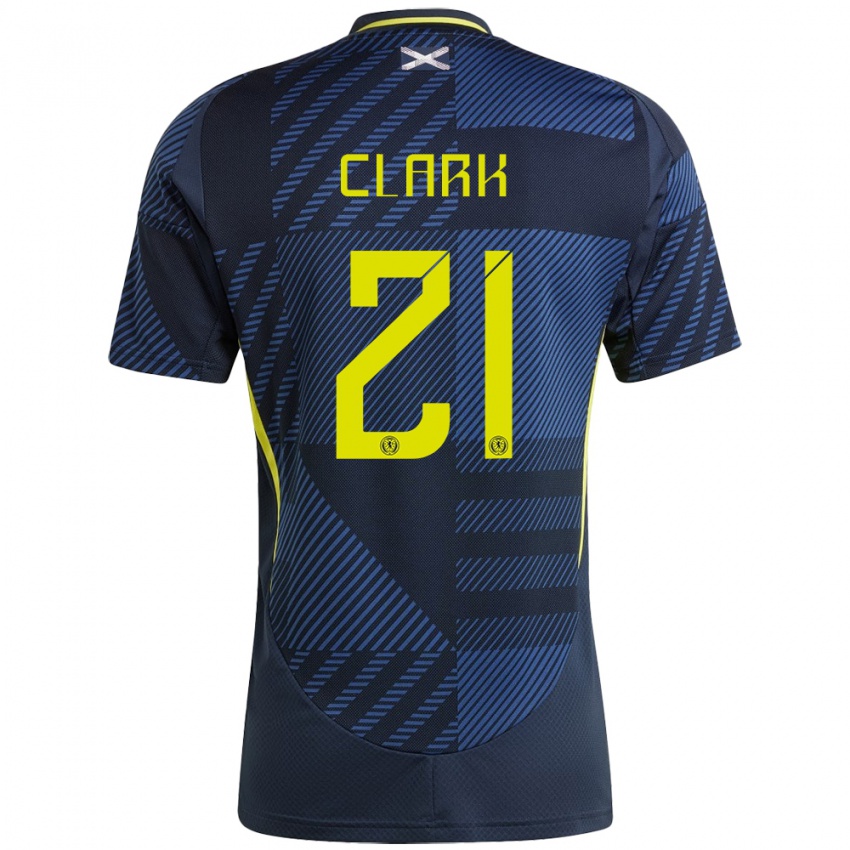 Hombre Camiseta Escocia Zander Clark #21 Azul Oscuro 1ª Equipación 24-26 La Camisa Perú