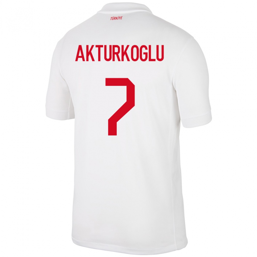Hombre Camiseta Turquía Kerem Aktürkoğlu #7 Blanco 1ª Equipación 24-26 La Camisa Perú