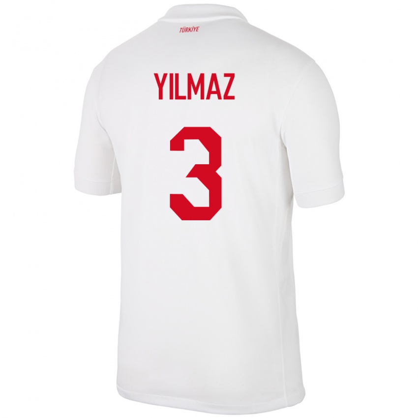 Hombre Camiseta Turquía Berkay Yılmaz #3 Blanco 1ª Equipación 24-26 La Camisa Perú