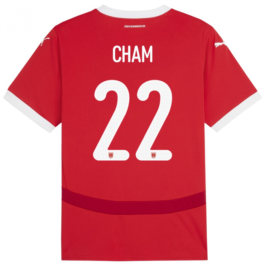 Hombre Camiseta Austria Muhammed Cham #22 Rojo 1ª Equipación 24-26 La Camisa Perú