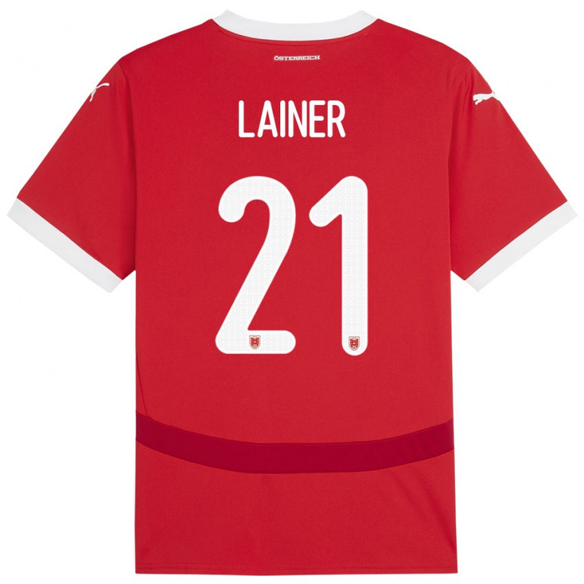 Hombre Camiseta Austria Stefan Lainer #21 Rojo 1ª Equipación 24-26 La Camisa Perú
