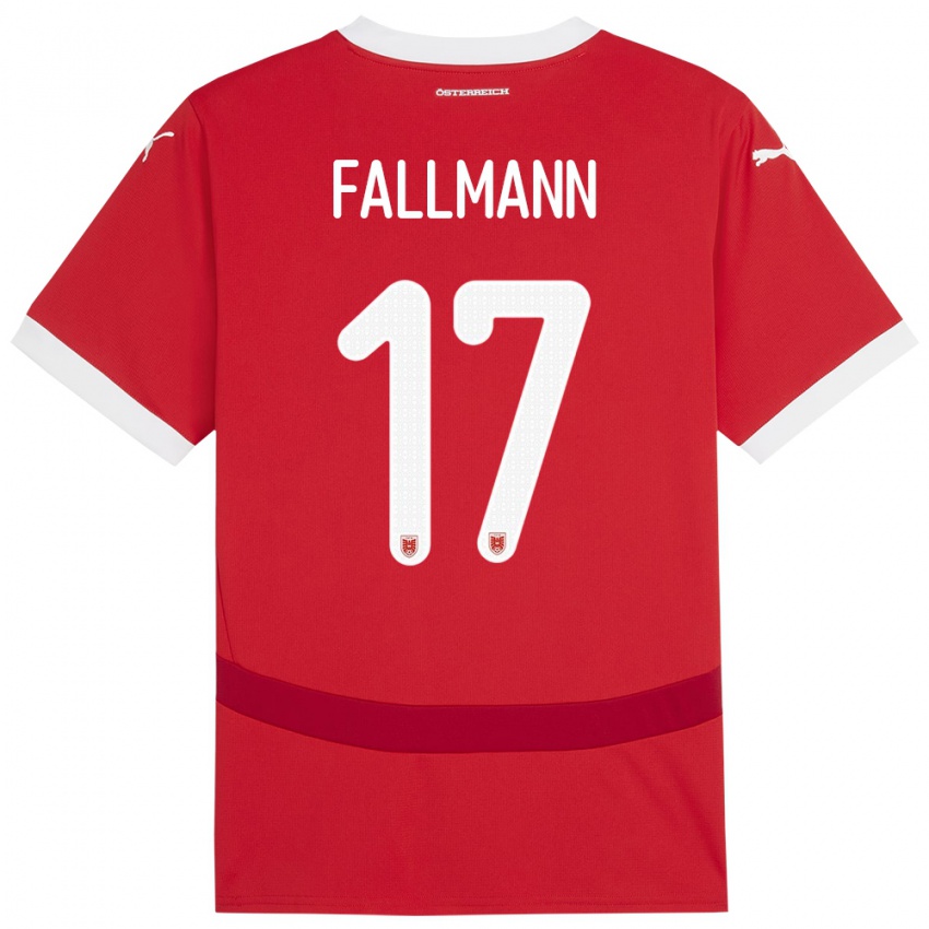 Hombre Camiseta Austria Pascal Fallmann #17 Rojo 1ª Equipación 24-26 La Camisa Perú