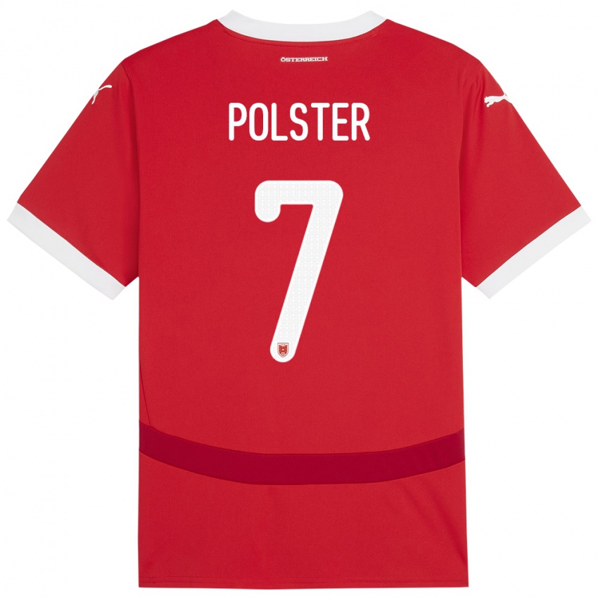 Hombre Camiseta Austria Manuel Polster #7 Rojo 1ª Equipación 24-26 La Camisa Perú