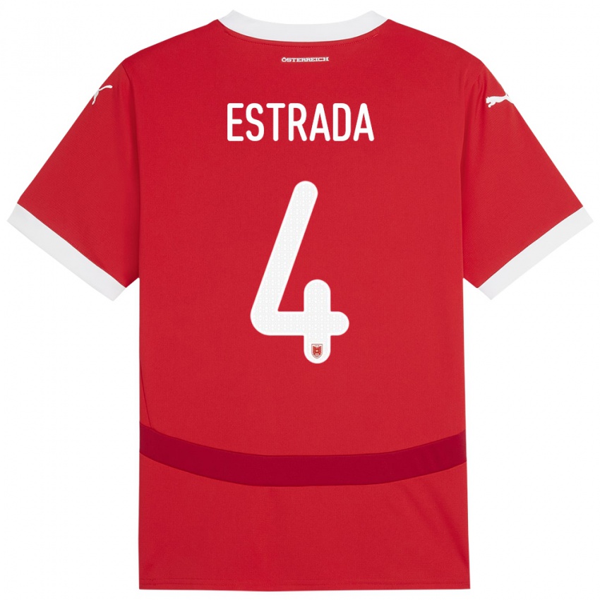 Hombre Camiseta Austria Pascal Estrada #4 Rojo 1ª Equipación 24-26 La Camisa Perú