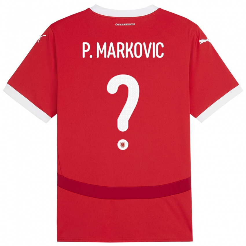 Hombre Camiseta Austria Petar Markovic #0 Rojo 1ª Equipación 24-26 La Camisa Perú