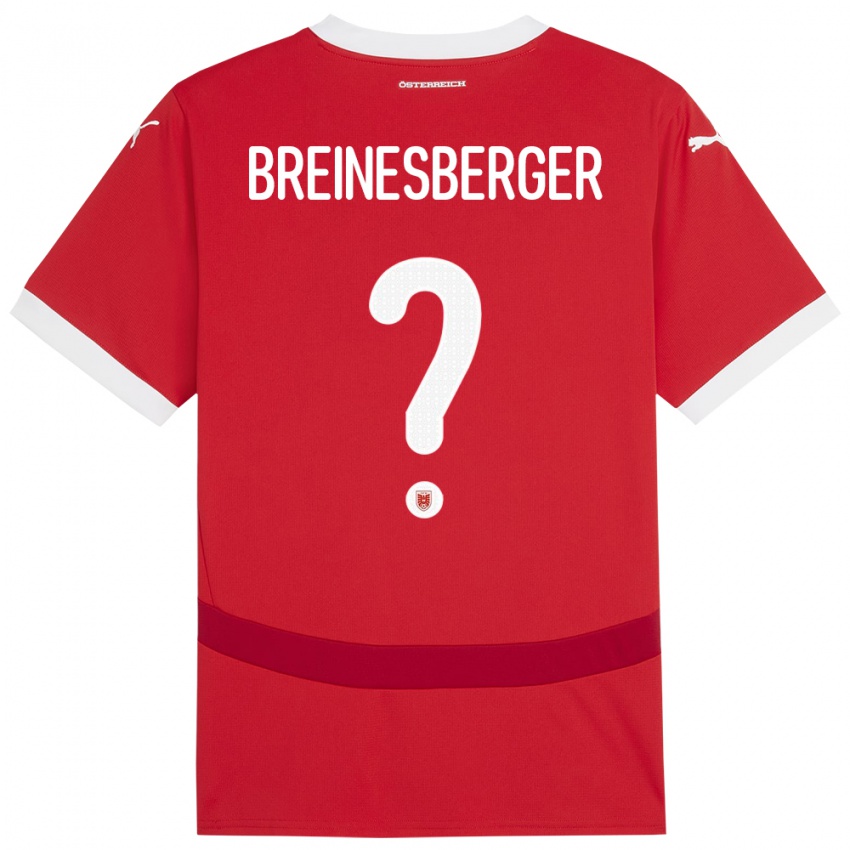 Hombre Camiseta Austria Christoph Breinesberger #0 Rojo 1ª Equipación 24-26 La Camisa Perú