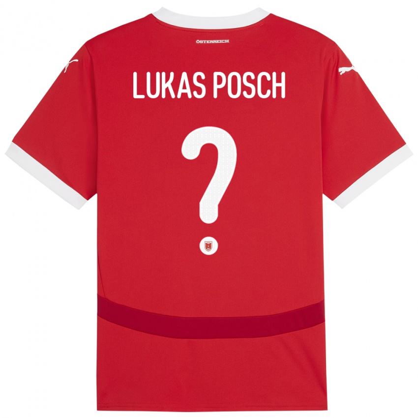 Hombre Camiseta Austria Lukas Posch #0 Rojo 1ª Equipación 24-26 La Camisa Perú