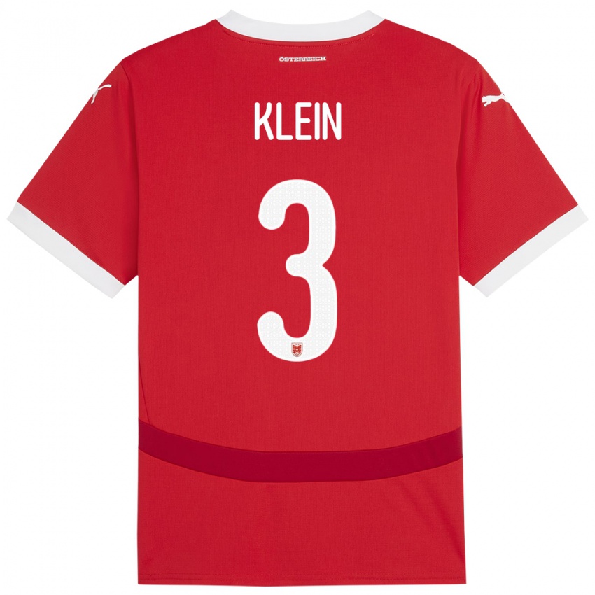 Hombre Camiseta Austria Jennifer Klein #3 Rojo 1ª Equipación 24-26 La Camisa Perú
