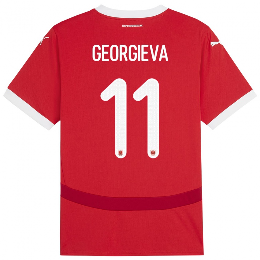 Hombre Camiseta Austria Marina Georgieva #11 Rojo 1ª Equipación 24-26 La Camisa Perú