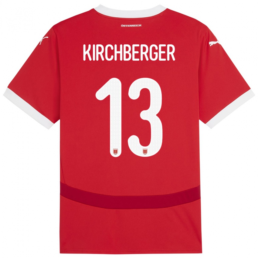 Hombre Camiseta Austria Virginia Kirchberger #13 Rojo 1ª Equipación 24-26 La Camisa Perú