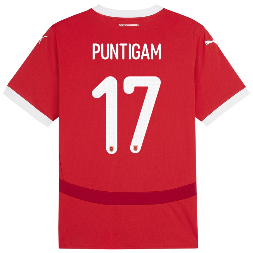 Hombre Camiseta Austria Sarah Puntigam #17 Rojo 1ª Equipación 24-26 La Camisa Perú